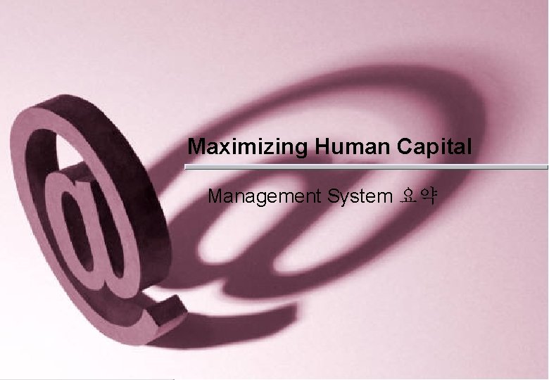 WATSON WYATT Maximizing Human Capital Management System 요약 