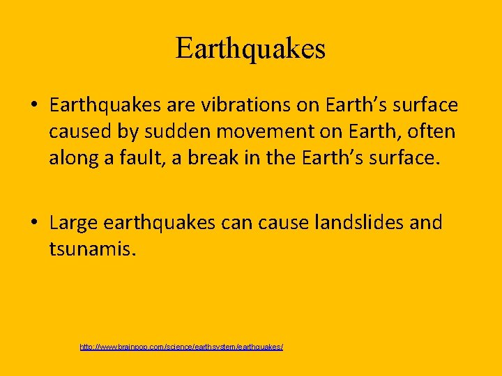 Earthquakes • Earthquakes are vibrations on Earth’s surface caused by sudden movement on Earth,