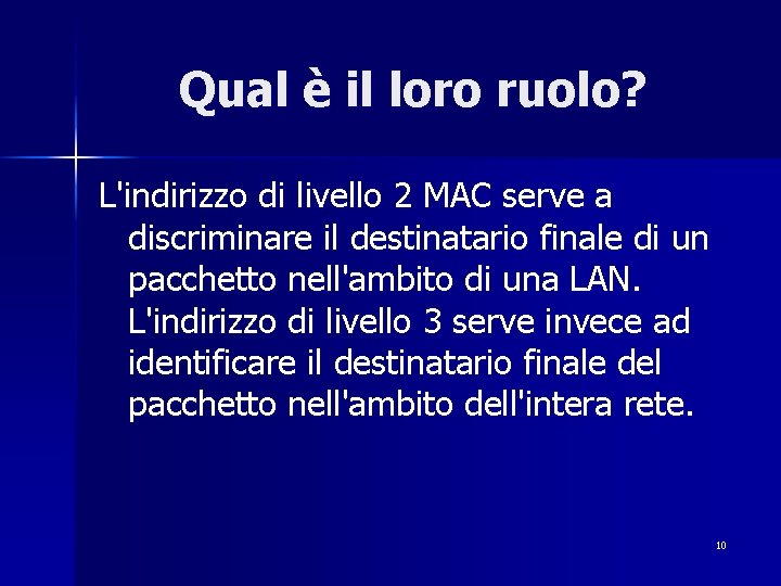 Qual è il loro ruolo? L'indirizzo di livello 2 MAC serve a discriminare il