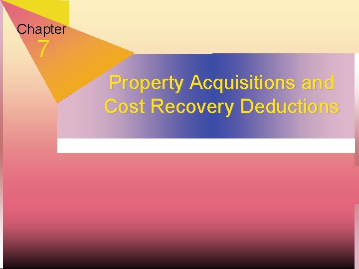 Chapter 7 Property Acquisitions and Cost Recovery Deductions 