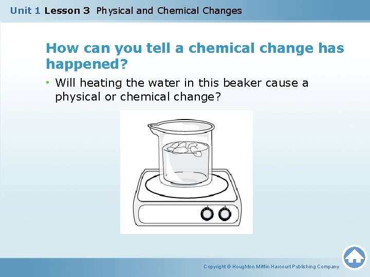 Unit 1 Lesson 3 Physical and Chemical Changes How can you tell a chemical