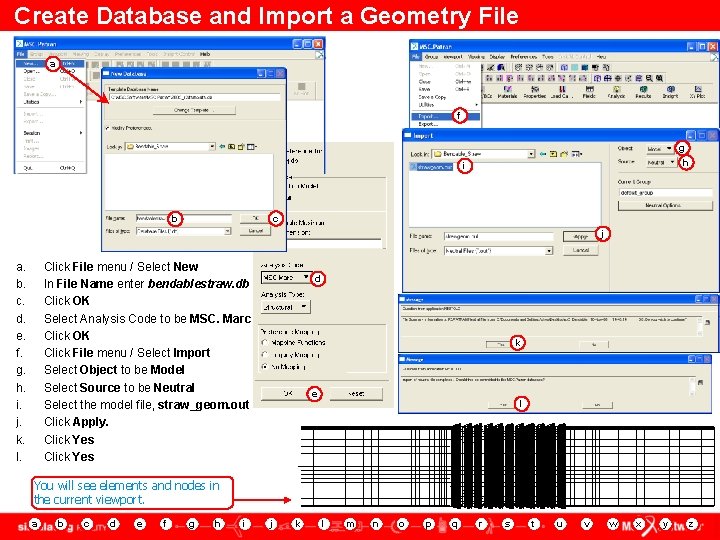 Create Database and Import a Geometry File a f g h i c b