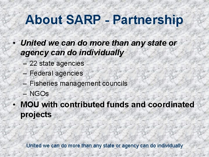 About SARP - Partnership • United we can do more than any state or