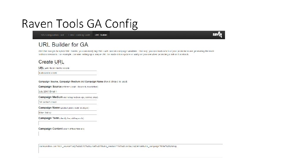 Raven Tools GA Config 