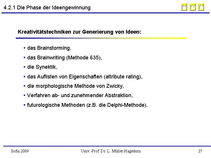 4. 2. 1 Die Phase der Ideengewinnung Kreativitätstechniken zur Generierung von Ideen: § das