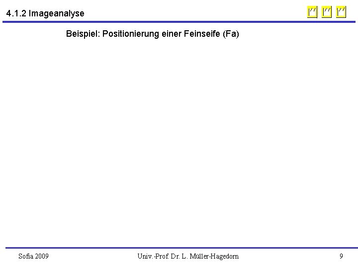4. 1. 2 Imageanalyse Beispiel: Positionierung einer Feinseife (Fa) Sofia 2009 Univ. -Prof. Dr.