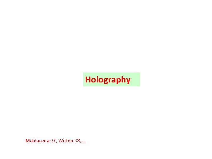 Holography Maldacena 97, Witten 98, … 