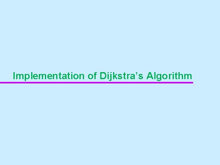 Implementation of Dijkstra’s Algorithm 