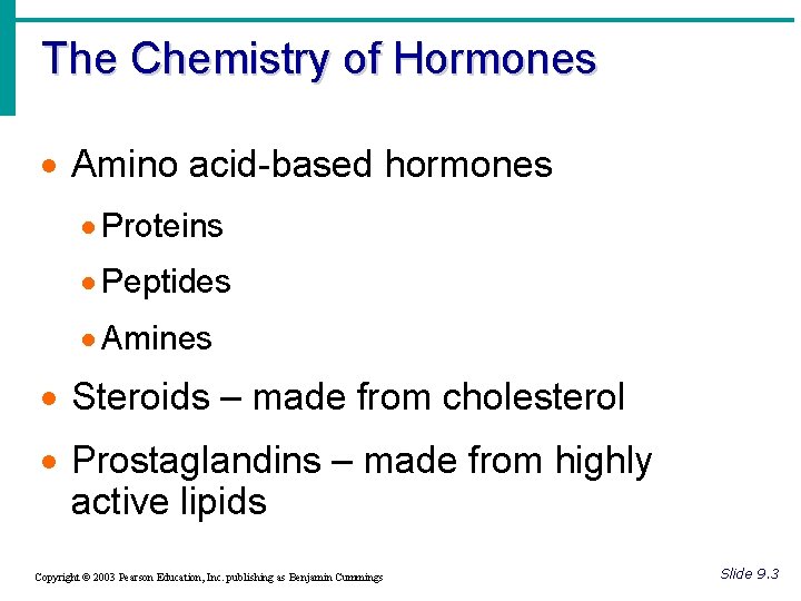 The Chemistry of Hormones · Amino acid-based hormones · Proteins · Peptides · Amines