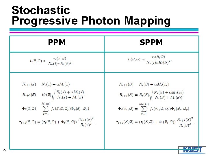 Stochastic Progressive Photon Mapping PPM 9 SPPM 