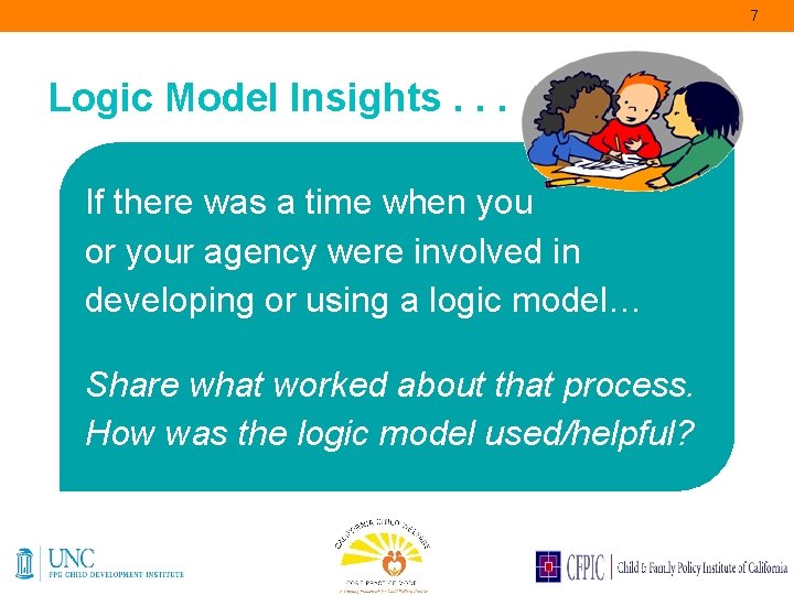 7 Logic Model Insights. . . If there was a time when you or