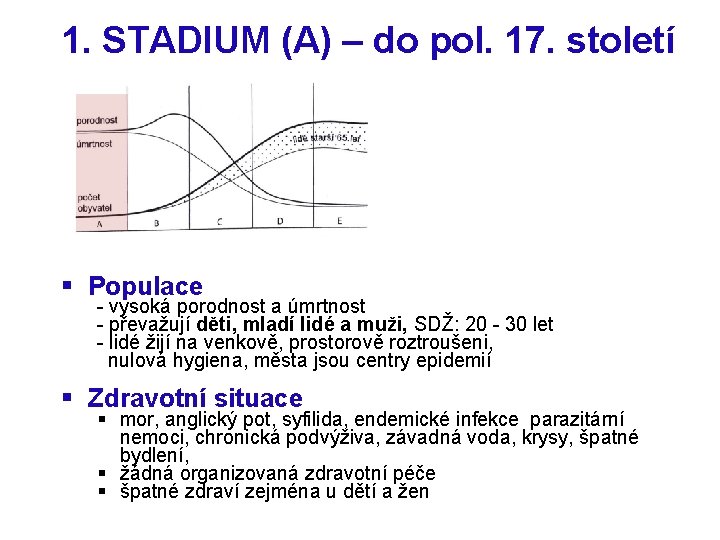 1. STADIUM (A) – do pol. 17. století § Populace - vysoká porodnost a