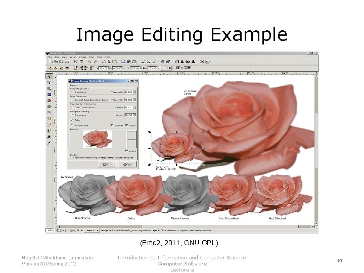 Image Editing Example (Emc 2, 2011, GNU GPL) Health IT Workforce Curriculum Version 3.