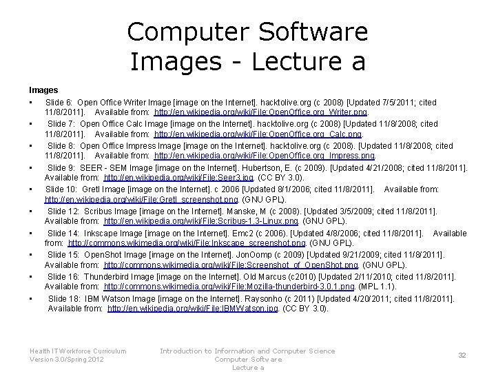 Computer Software Images - Lecture a Images • Slide 6: Open Office Writer Image