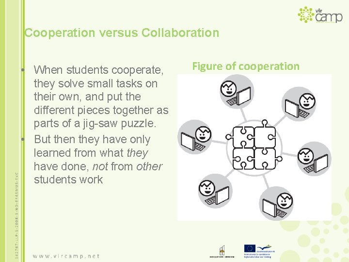 Cooperation versus Collaboration • When students cooperate, they solve small tasks on their own,