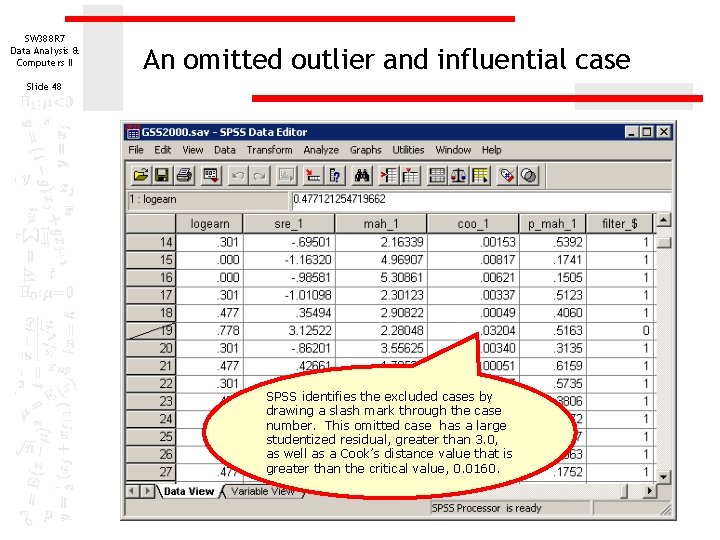 SW 388 R 7 Data Analysis & Computers II An omitted outlier and influential SW 388 R 7 Data Analysis & Computers II An omitted outlier and influential
