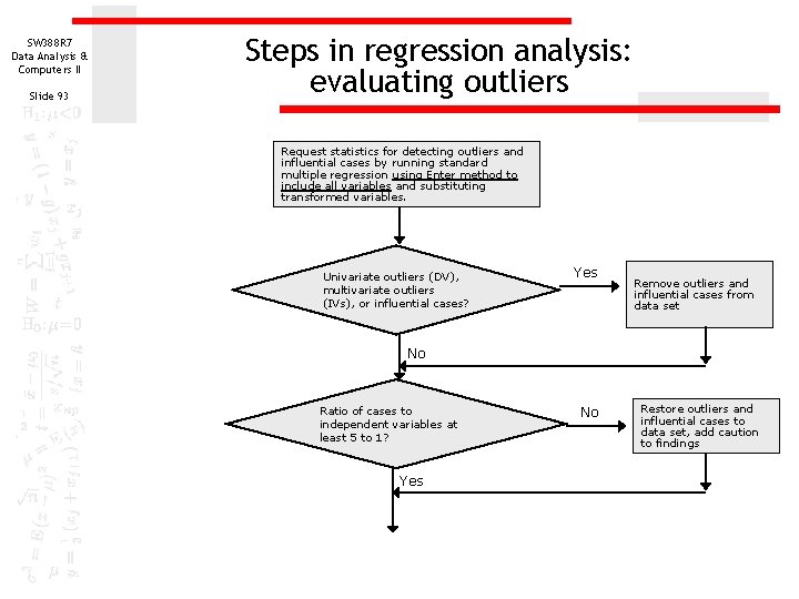 SW 388 R 7 Data Analysis & Computers II Slide 93 Steps in regression SW 388 R 7 Data Analysis & Computers II Slide 93 Steps in regression