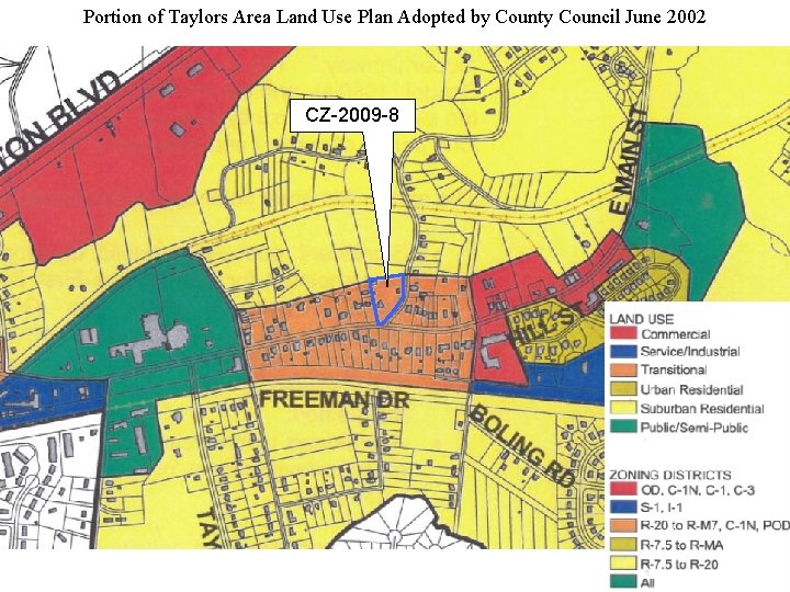 Portion of Taylors Area Land Use Plan Adopted by County Council June 2002 CZ-2009