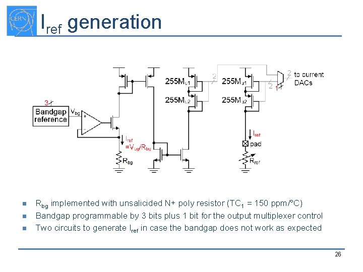 Iref generation n Rbg implemented with unsalicided N+ poly resistor (TC 1 = 150