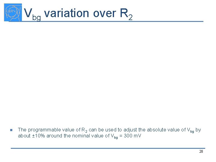 Vbg variation over R 2 n The programmable value of R 2 can be