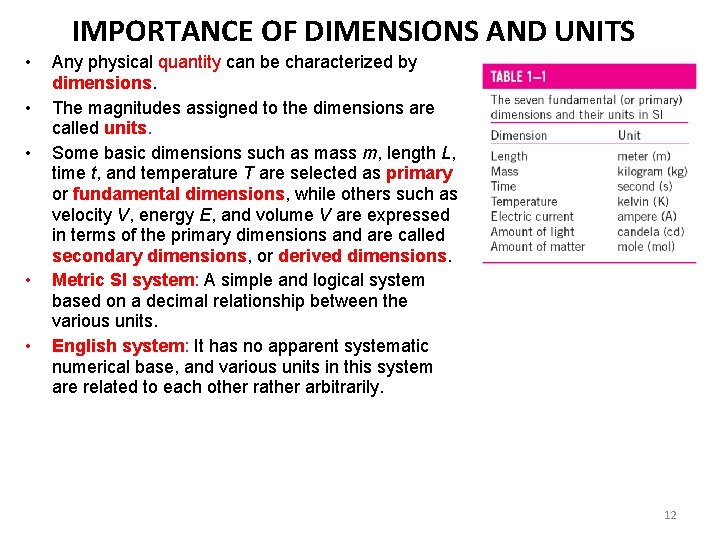 IMPORTANCE OF DIMENSIONS AND UNITS • • • Any physical quantity can be characterized