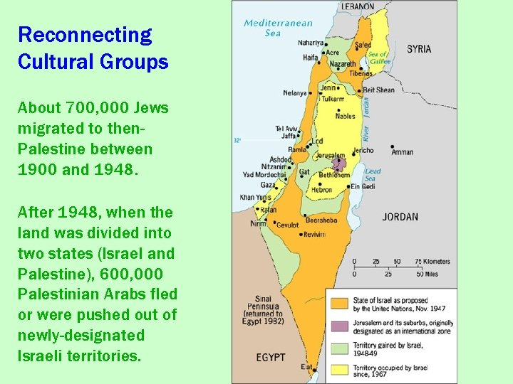 Reconnecting Cultural Groups About 700, 000 Jews migrated to then. Palestine between 1900 and