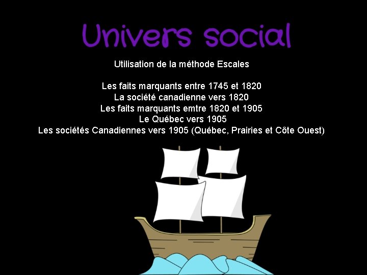 Utilisation de la méthode Escales Les faits marquants entre 1745 et 1820 La société Utilisation de la méthode Escales Les faits marquants entre 1745 et 1820 La société