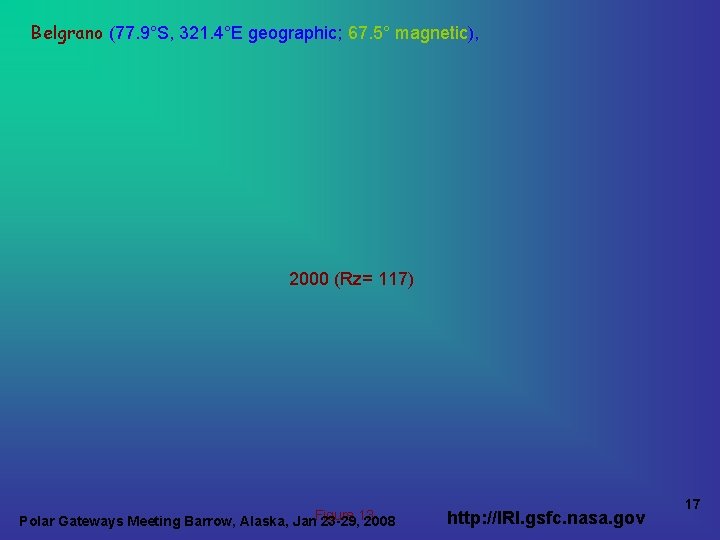 Belgrano (77. 9°S, 321. 4°E geographic; 67. 5° magnetic), 2000 (Rz= 117) Polar Gateways