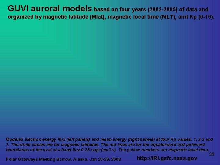 GUVI auroral models based on four years (2002 -2005) of data and organized by