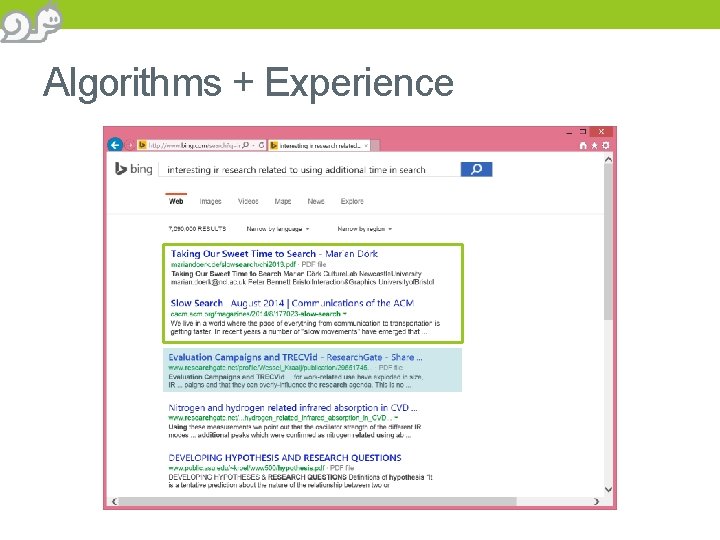 Algorithms + Experience 