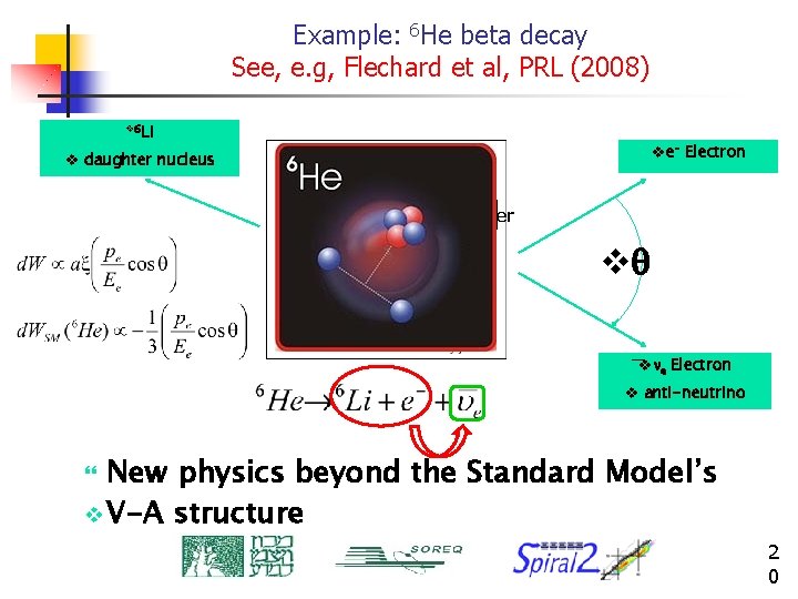 Example: 6 He beta decay See, e. g, Flechard et al, PRL (2008) v