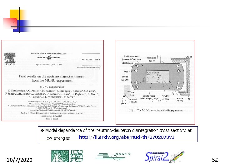 v Model dependence of the neutrino-deuteron disintegration cross sections at low energies 10/7/2020 http: