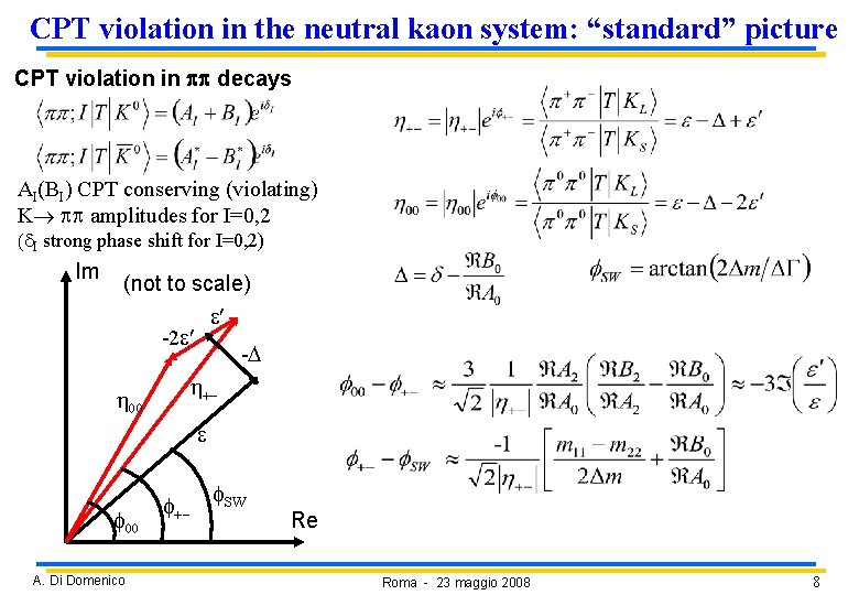 CPT violation in the neutral kaon system: “standard” picture CPT violation in pp decays CPT violation in the neutral kaon system: “standard” picture CPT violation in pp decays