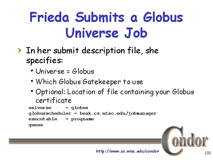 Frieda Submits a Globus Universe Job › In her submit description file, she specifies: