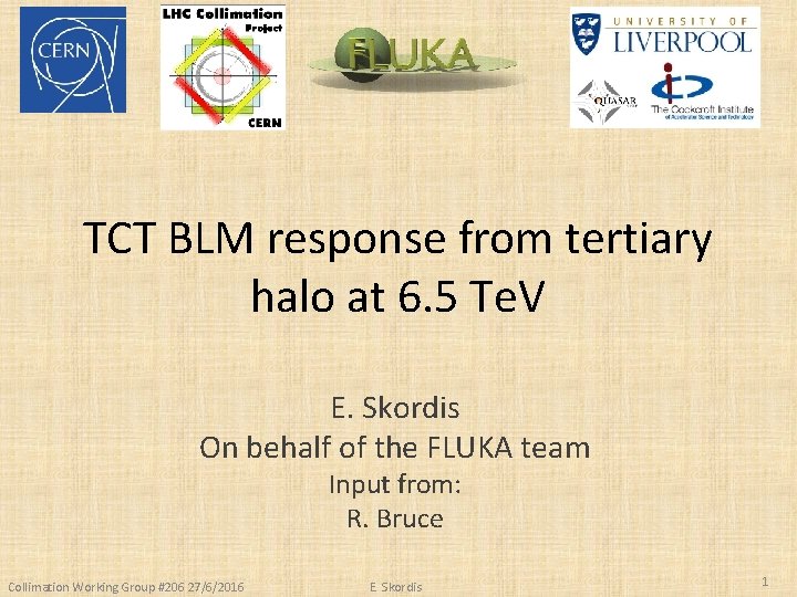 TCT BLM response from tertiary halo at 6. 5 Te. V E. Skordis On