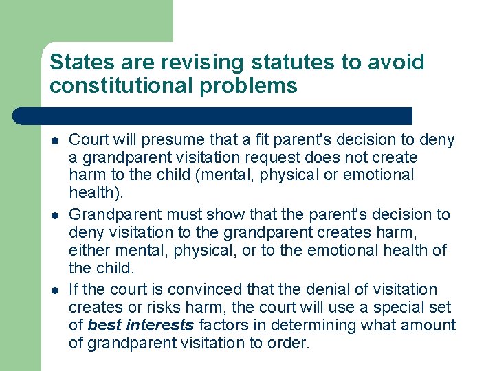 States are revising statutes to avoid constitutional problems l l l Court will presume