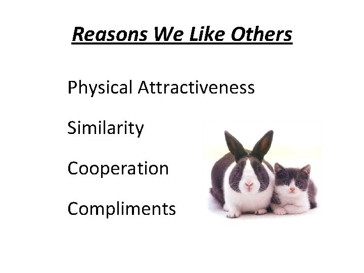 Reasons We Like Others Physical Attractiveness Similarity Cooperation Compliments 