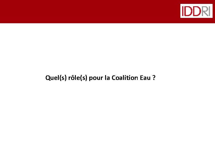 Quel(s) rôle(s) pour la Coalition Eau ? 