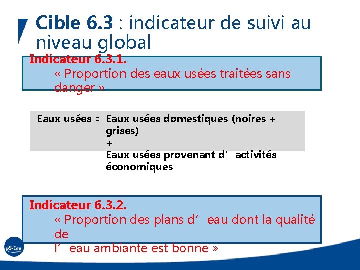 Cible 6. 3 : indicateur de suivi au niveau global Indicateur 6. 3. 1.