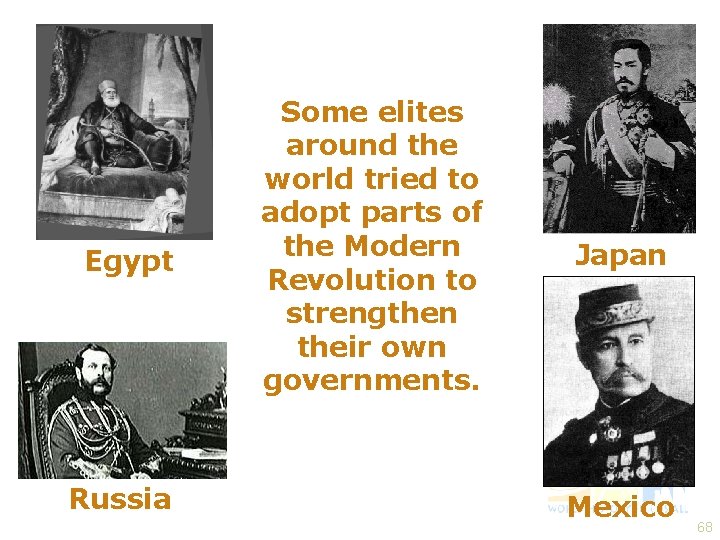 Egypt Russia Some elites around the world tried to adopt parts of the Modern