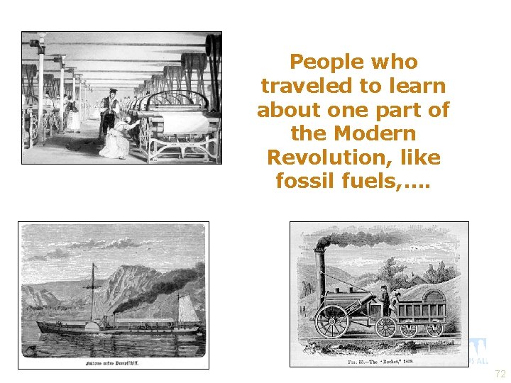 People who traveled to learn about one part of the Modern Revolution, like fossil
