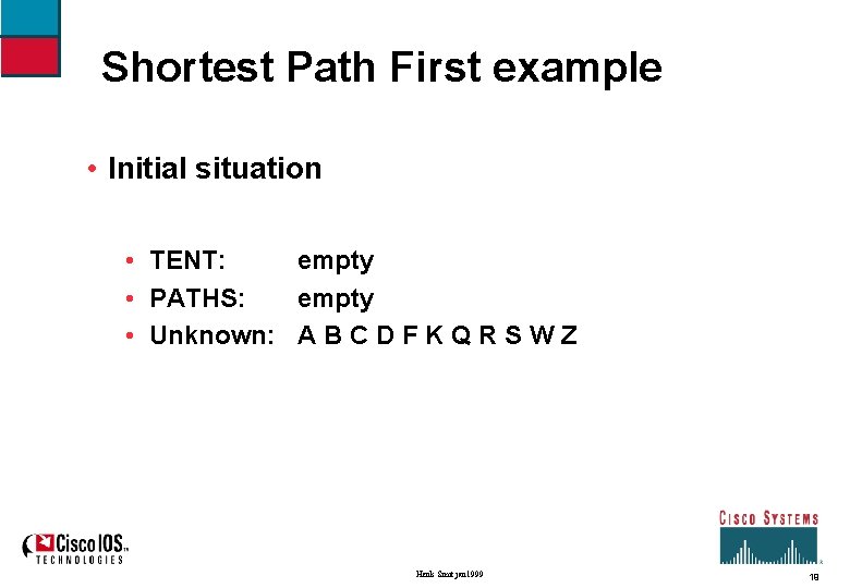 Shortest Path First example • Initial situation • TENT: empty • PATHS: empty •