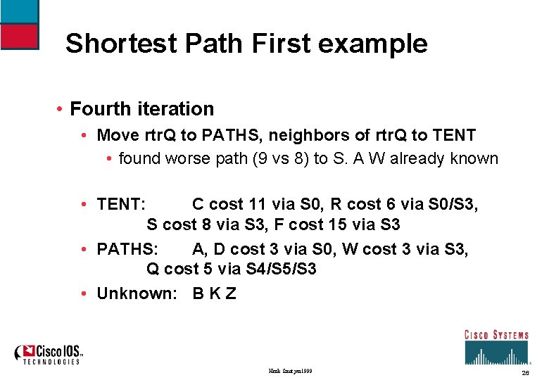 Shortest Path First example • Fourth iteration • Move rtr. Q to PATHS, neighbors