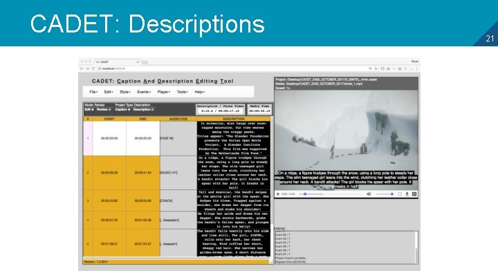 CADET: Descriptions 21 