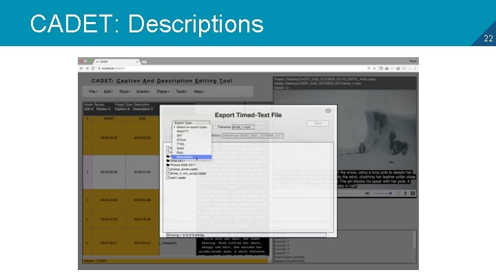 CADET: Descriptions 22 