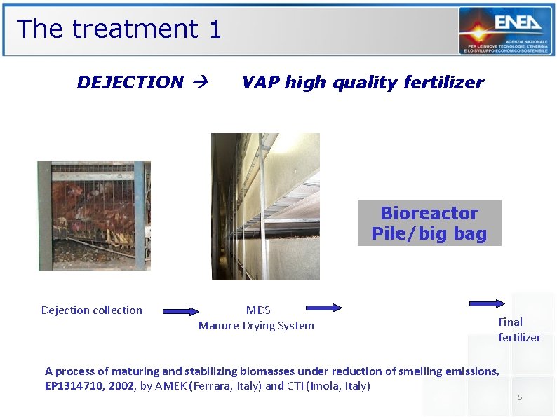 The treatment 1 DEJECTION VAP high quality fertilizer Bioreactor Pile/big bag Dejection collection MDS