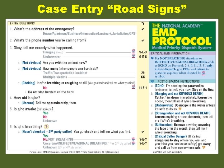 Case Entry “Road Signs” 
