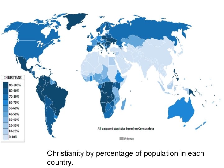 Christianity by percentage of population in each country. Christianity by percentage of population in each country.