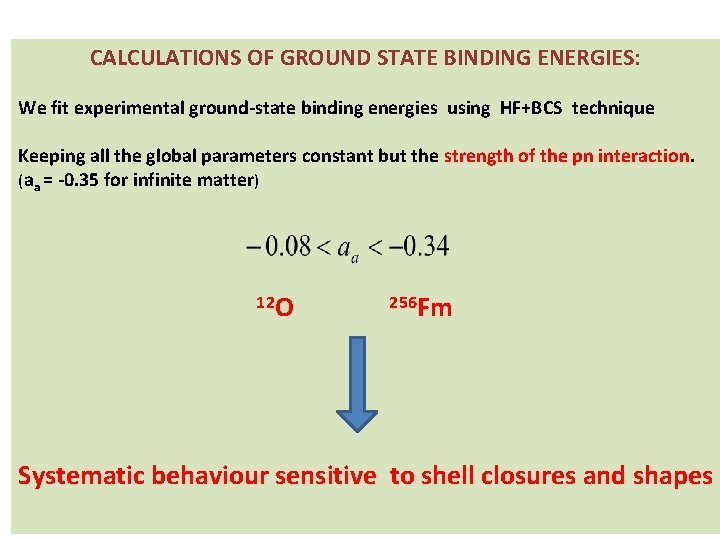 CALCULATIONS OF GROUND STATE BINDING ENERGIES: We fit experimental ground-state binding energies using HF+BCS