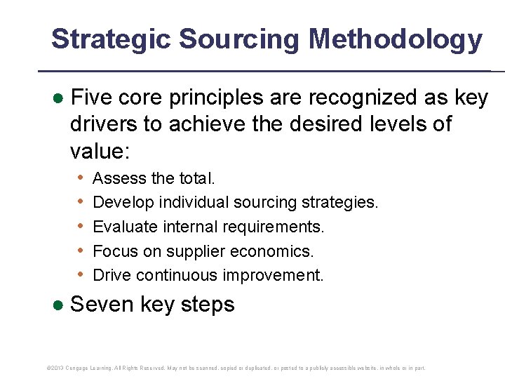 Strategic Sourcing Methodology ● Five core principles are recognized as key drivers to achieve Strategic Sourcing Methodology ● Five core principles are recognized as key drivers to achieve